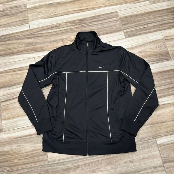 Y2K Nike Men's Black Athletic Track Jacket - Picture 1 of 4